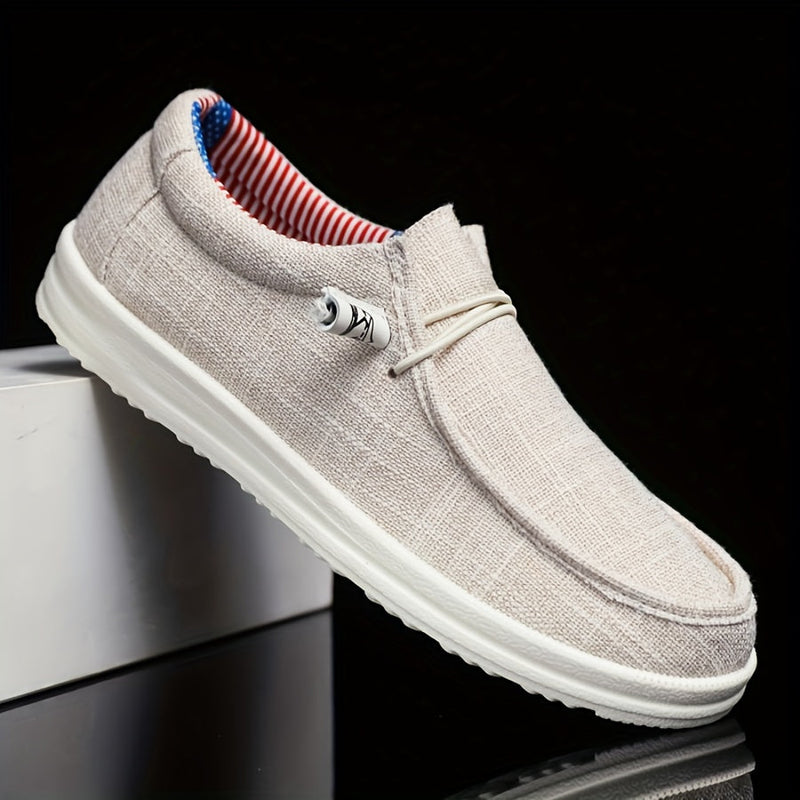 Sleek Men’s Slip On Loafers With Metal Bar Detail And Moc Toe Stitching