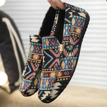 Sleek Men’s Slip On Loafers With Woven Pattern And Metal Detail