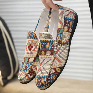 Sleek Men’s Slip On Loafers With Woven Pattern And Metal Detail