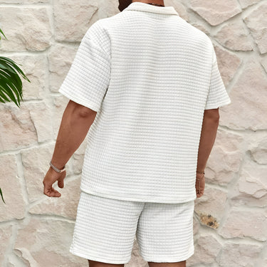 Sleek Men’s Waffle Zip Polo Shirt And Shorts Set