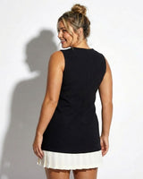 Sleeveless A-Line Mini Dress with Pleated Hem