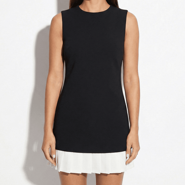 Sleeveless A-Line Mini Dress with Pleated Hem