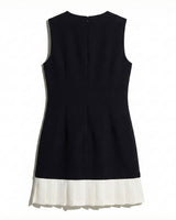 Sleeveless A-Line Mini Dress with Pleated Hem