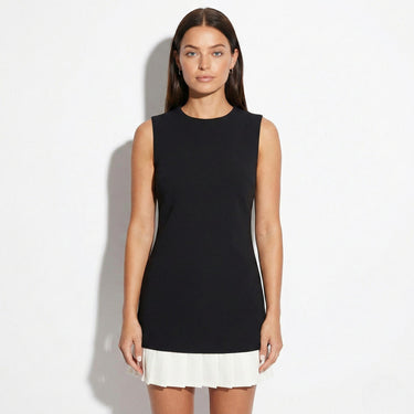 Sleeveless A-Line Mini Dress with Pleated Hem
