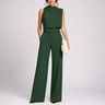 Sleeveless Jumpsuit with High Neckline and Wide-Leg Design