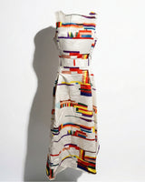 Sleeveless Pleated Maxi Dress with Abstract Print