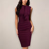 Sleeveless Sheath Midi Dress with Draped Neck Detail