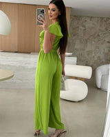 Sleeveless V-Neck Jumpsuit with Belt and Wide-Leg Design