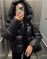 Slim-Fit Puffer Jacket with Glossy Finish