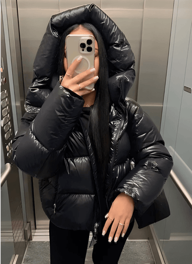 Slim-Fit Puffer Jacket with Glossy Finish