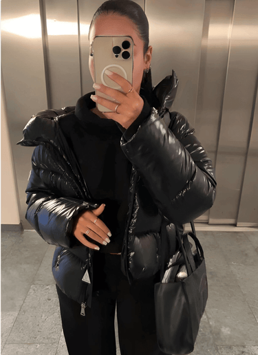 Slim-Fit Puffer Jacket with Glossy Finish