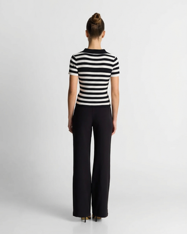 Slim Fit Women’s Striped Polo Shirt with Short Sleeves and Button Placket