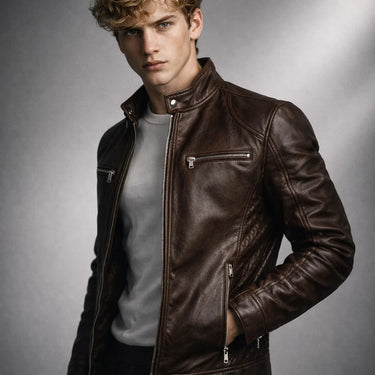 Side view showing the contoured back seams and structured shoulders