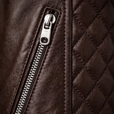 Slim Men's Leather Biker Jacket With Stand Collar and Zip Pockets