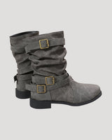 Slouch Ankle Boots with Buckle Straps
