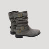 Slouch Ankle Boots with Buckle Straps