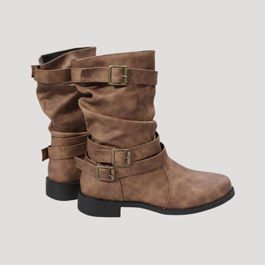 Slouch Ankle Boots with Buckle Straps