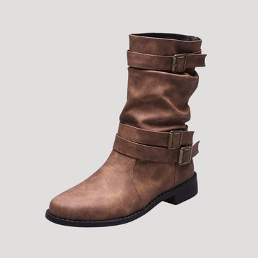 Slouch Ankle Boots with Buckle Straps