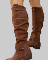 Slouch Knee High Boots with Block Heel