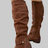 Slouch Knee High Boots with Block Heel