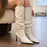 Slouch Knee-High Stiletto Boots with Pointed Toe