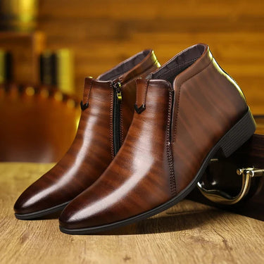Smart Men’s Ankle Dress Boots With Side Zip And Pointed Toe