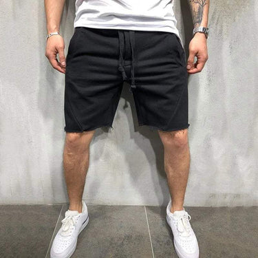Smart Men’s Drawstring Shorts With Elastic Waist And Raw Hem