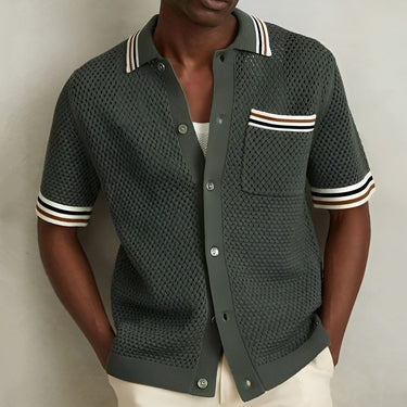 Smart Men’s Knit Polo Shirt With Button Front And Chest Pocket