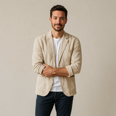 Smart Men’s Linen Blazer With Notch Lapel And Unstructured Fit
