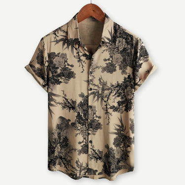 Smart Men’s Printed Button Down Shirt With Short Sleeve Point Collar