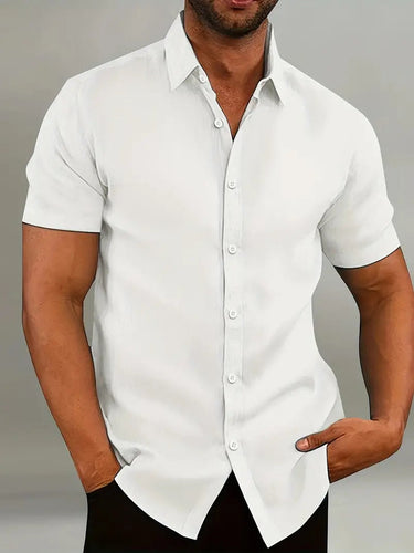 Smart Men’s Short Sleeve Button Up Shirt With Classic Collar