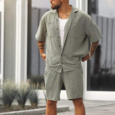 Smart Men’s Short Sleeve Shirt And Drawstring Shorts Set