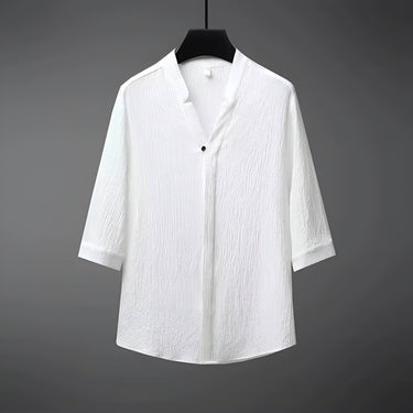 Smart Men’s Short Sleeve V Neck Shirt And Drawstring Trousers Set