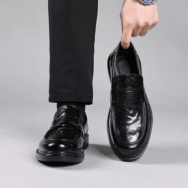 Smart Men’s Slip On Dress Shoes With Round Toe And Strap Detail