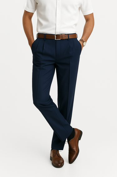 Smart Men’s Tailored Trousers With Slim Fit And Flat Front