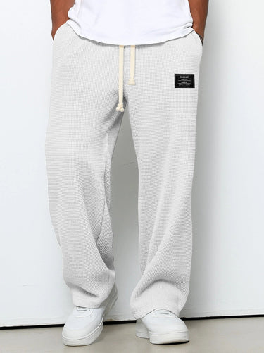Smart Men’s Waffle Knit Track Trousers With Wide Leg And Drawstring Waist