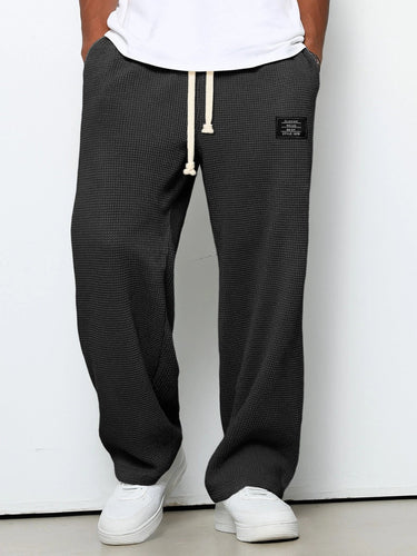 Smart Men’s Waffle Knit Track Trousers With Wide Leg And Drawstring Waist