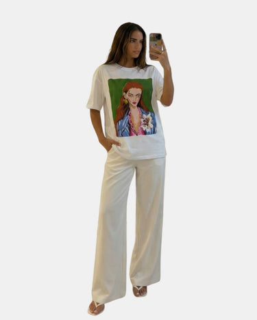 Smart Women’s Oversized Graphic T Shirt With Portrait Print