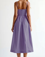 Spaghetti Strap Midi Dress with Gathered Skirt
