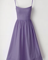 Spaghetti Strap Midi Dress with Gathered Skirt