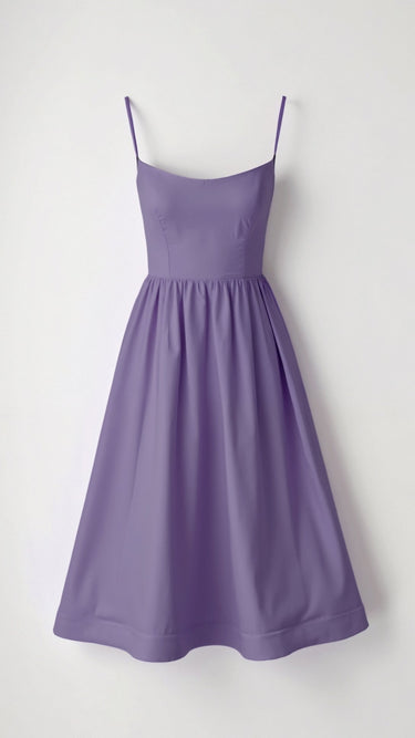 Spaghetti Strap Midi Dress with Gathered Skirt