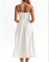 Spaghetti Strap Midi Dress with Gathered Skirt