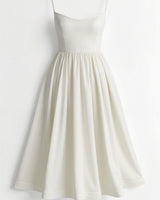 Spaghetti Strap Midi Dress with Gathered Skirt