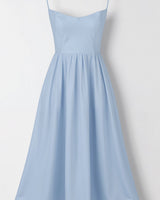 Spaghetti Strap Midi Dress with Gathered Skirt