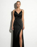 Spaghetti Strap Wrap Maxi Dress with Side Slit