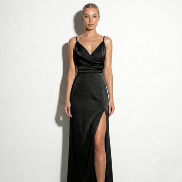 Spaghetti Strap Wrap Maxi Dress with Side Slit