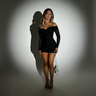 Sparkle Mesh Mini Dress Long Sleeve