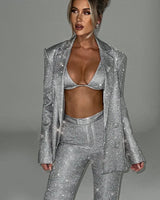 Sparkle Three-Piece Co-Ord Set with Oversized Blazer and Bralette