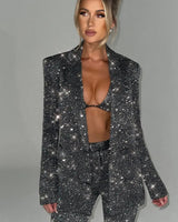 Sparkle Three-Piece Co-Ord Set with Oversized Blazer and Bralette