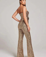 Sparkly Sequin Jumpsuit with Flared Legs
